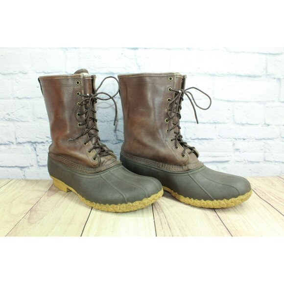 LL Bean Brown Leather Lace Up Gore-Tex Insulated Hunting Duck Boots Size 14 M - Picture 3 of 11